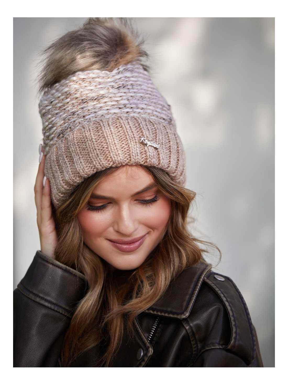 Cappuccino winter hat with ribbing C11 - Online store - Boutique